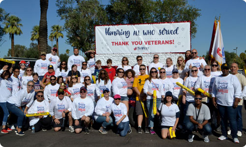 Veterans marching in a Veterans Day Parade