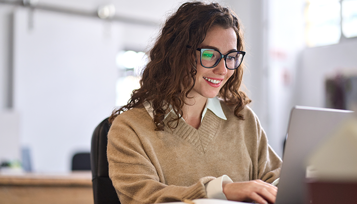 woman using computer