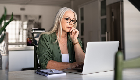 woman using laptop