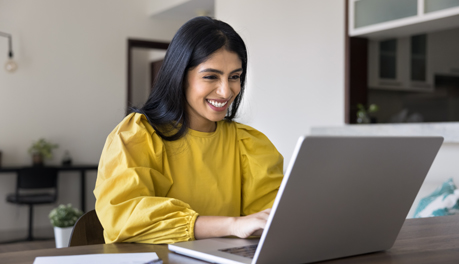 Woman using laptop computer