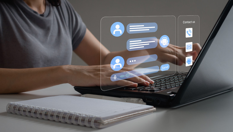 person using chat on computer