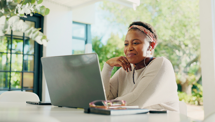 woman using computer