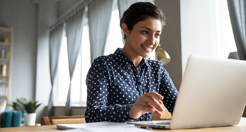 woman using computer