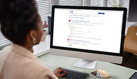 woman using computer